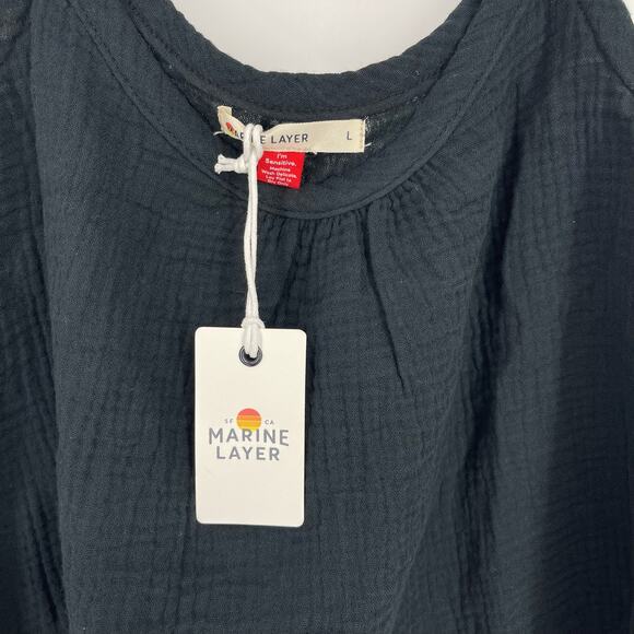 Marine Layer Jude Flutter Sleeve Tank Black Large NWT - Picture 3 of 6